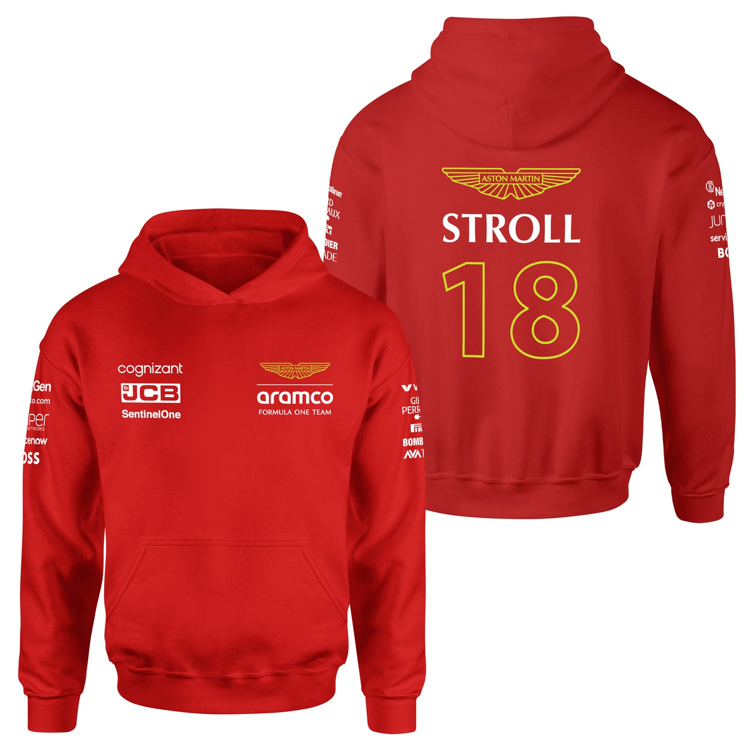 Lance Stroll 18 | Aston Martin Hoodie XXL - Kırmızı
