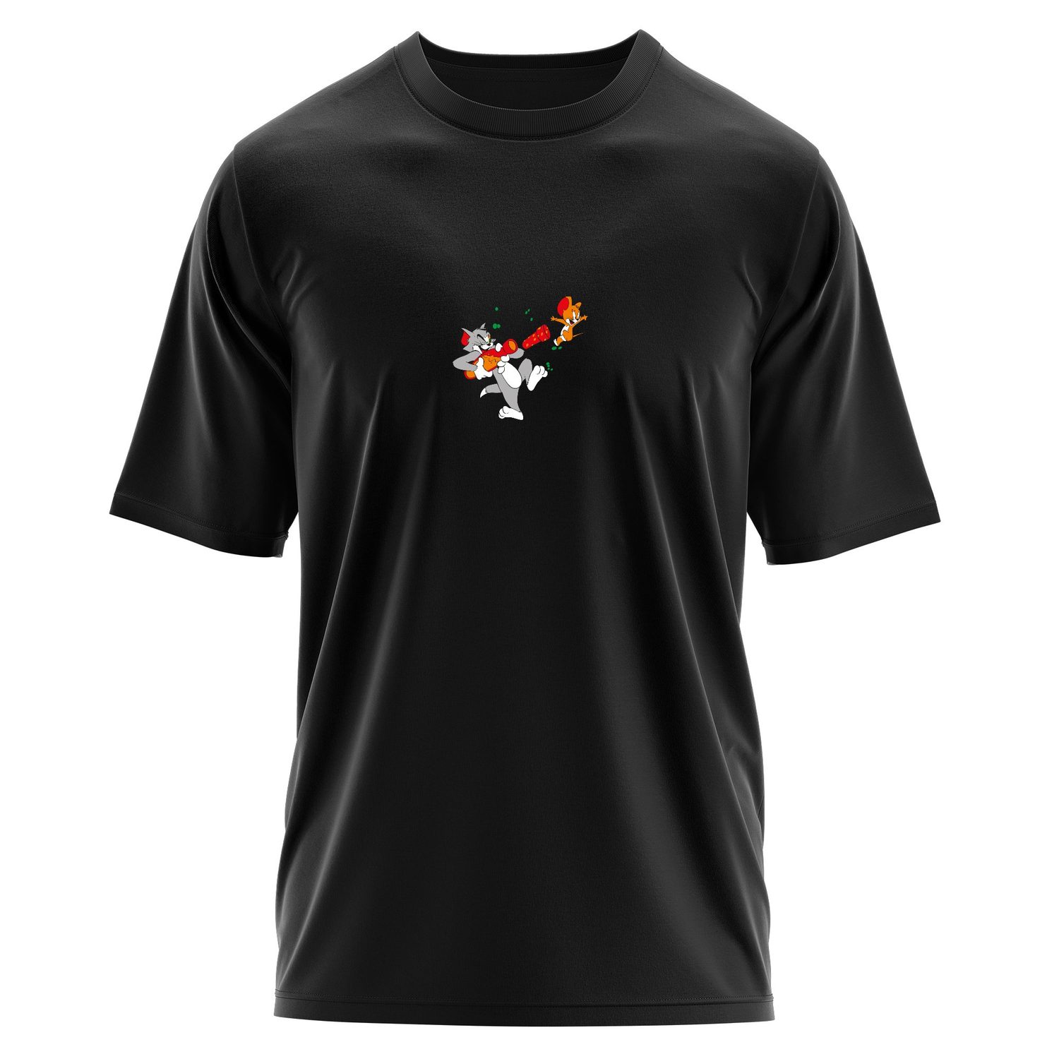 Tom vs Jerry Oversize Tişört XL - Siyah